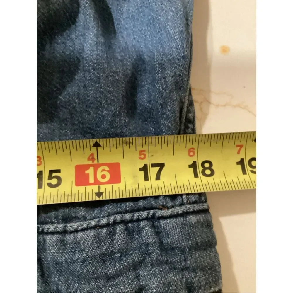 Levi’s Strauss Denim Jumpsuit Sz L Button Down Stretch - Picture 8 of 11